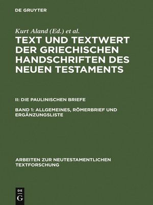 cover image of Allgemeines, Römerbrief und Ergänzungsliste